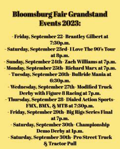 2023 bloomsburg fair concerts|bloomsburg fair grandstand shows.